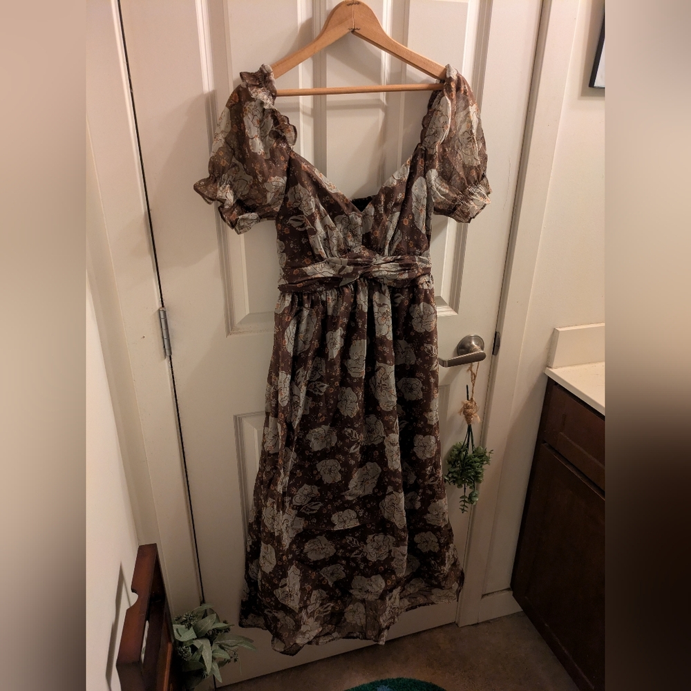 Blu Pepper Brown Floral Dress